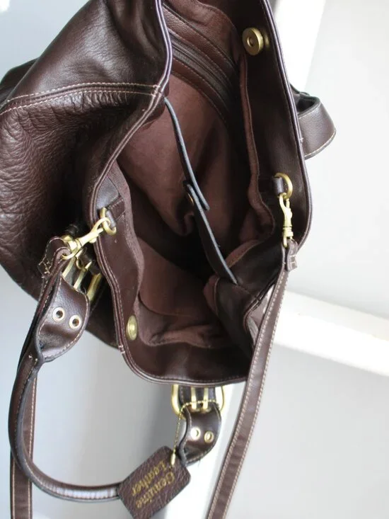 Vintage Y2K Brown Buckle Soft Smooth Pebble Leather Designer Handbag Crossbody - Picture 4 of 5